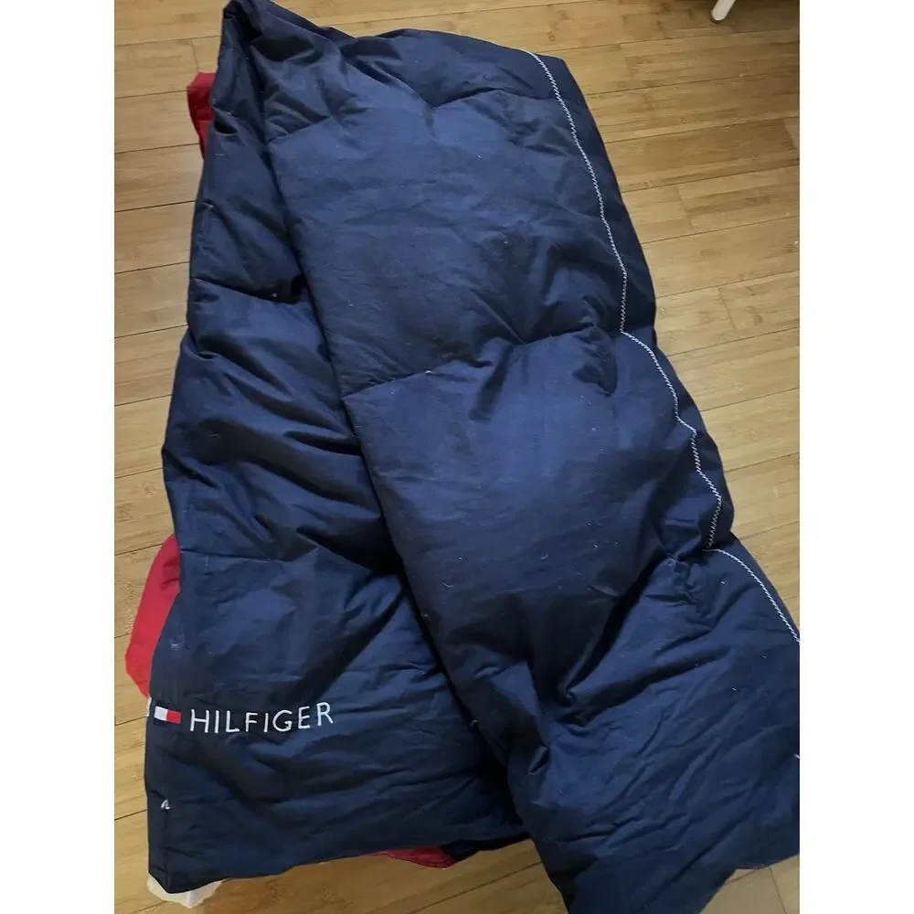 Vintage Tommy Hilfiger Red Blue Pattern REVERSIBLE Down Comforter Size Full